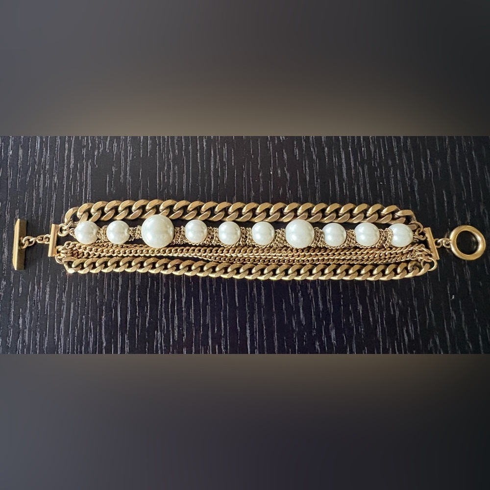 Givenchy vintage multi-strand, gold-plated, faux pearl bracelet with COA